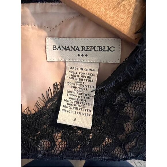 Banana Republic 2 Sleeveless Lace Bodice Satin Bottom Knee Length Cocktail Dress - Picture 11 of 11